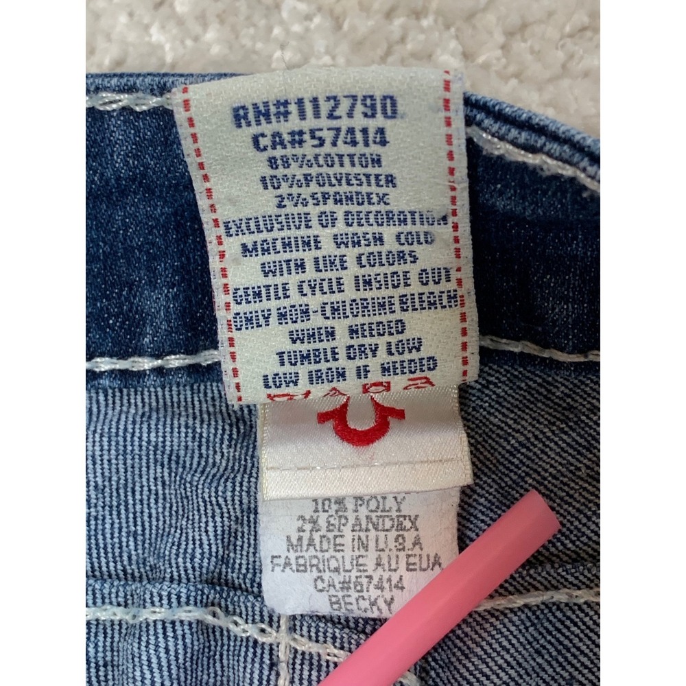 True Religion Becky Bootcut Jeans Dark Wash Low Rise Horseshoe Flap Pocket 27 - Picture 11 of 16